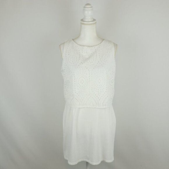 J. Jill Women's Small White Double Layer Scoop Neck Tunic Length Tank Top - Picture 1 of 10